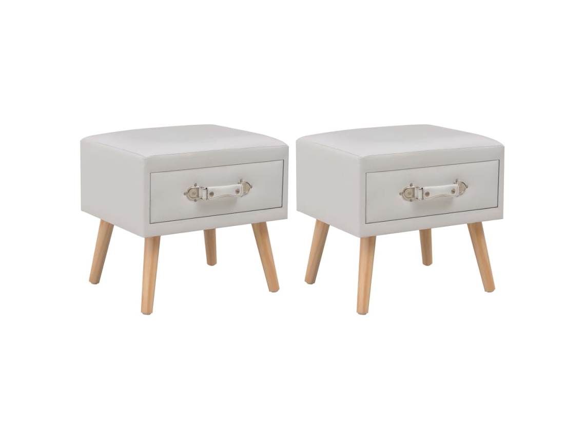 Mesas-De-Cabeceira LOVELY HOME Mesinha 2 Pcs 40X35X40 Cm Couro Artificial Branco