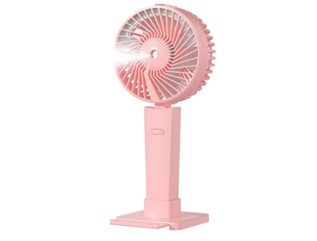 Mini Ventilador Mist Fan 4 en 1 Ventilador Portátil de Mano con Soporte para Teléfono y Luz Led 2000 Mah Usb 3 Velocidades Rosa BISBISOUS
