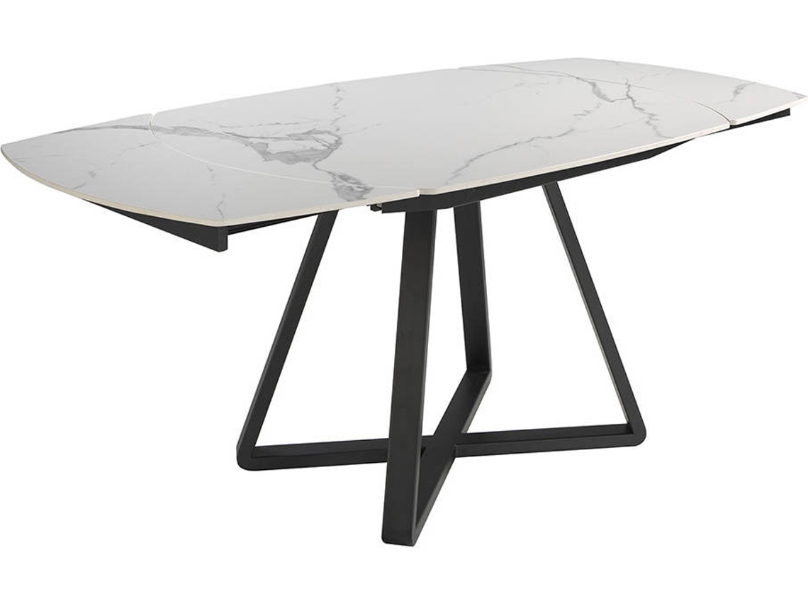Mesa de Comedor ANGEL CERDÁ. 1096 (Blanco, Negro - Acero, Mármol - 120/178 x 90 x 77 cm)