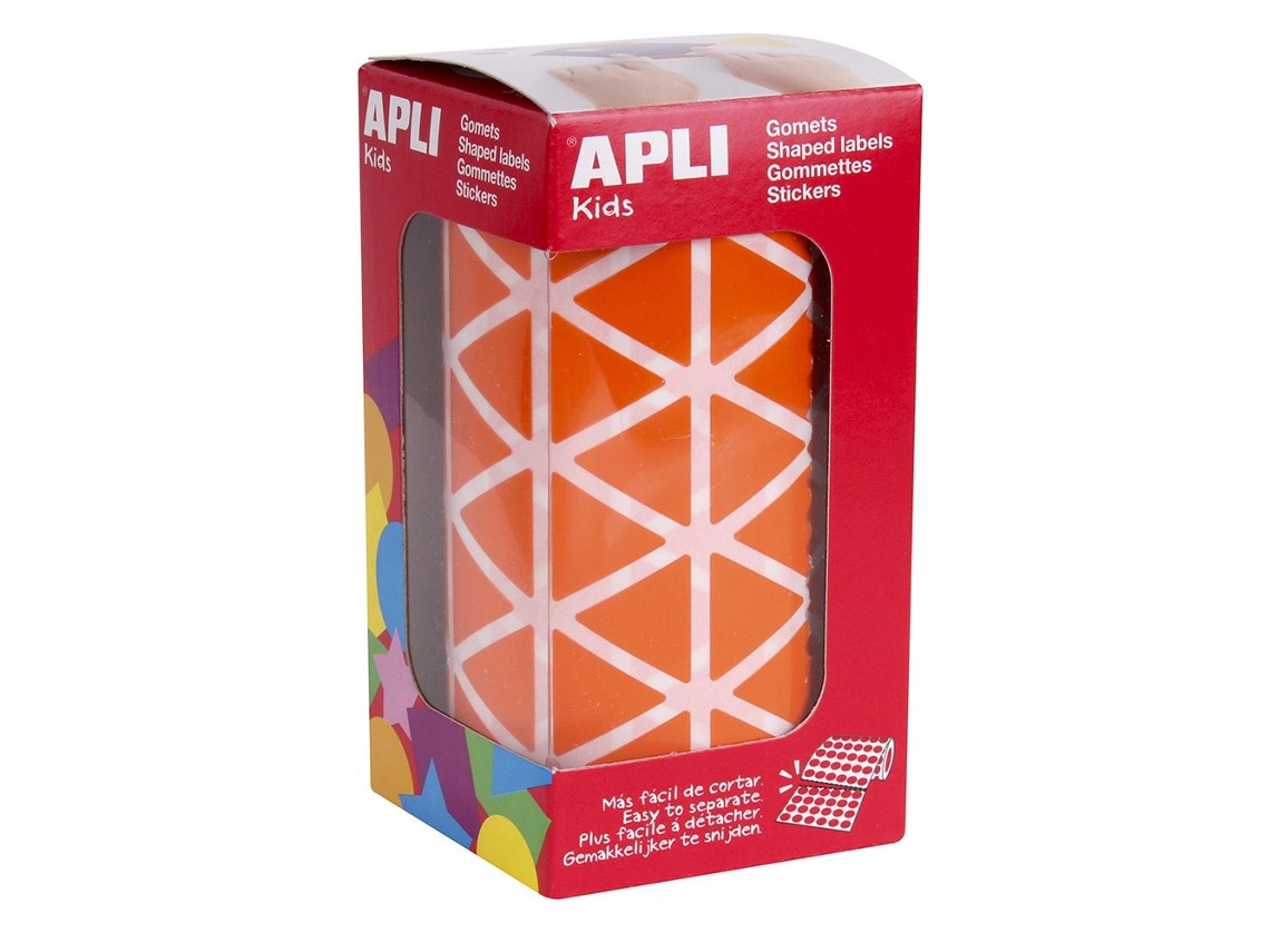Gomets Autoadesivos APLI en Rollo - Triangular - Ø20Mm - Naranja