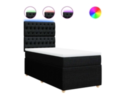 Maison Exclusive - Cama Box Spring Con Colchón Tela Negro 80x200 Cm
