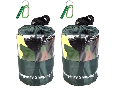 Paquete de 2 sacos de dormir de emergencia, impermeable, ligero, manta térmica de supervivencia, saco de nailon portátil para acampar, hacer sender...