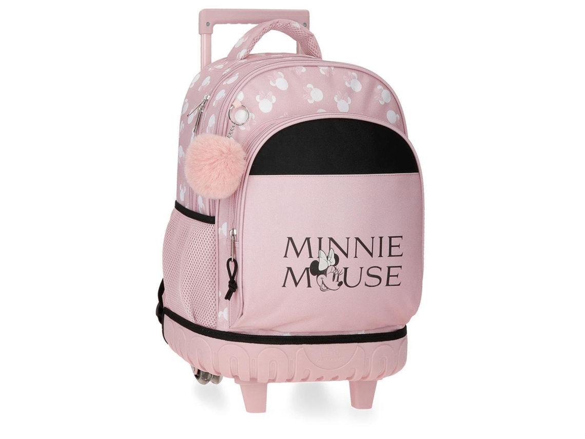 Mochila con ruedas de poliéster color nude de Minnie Heads de Disney