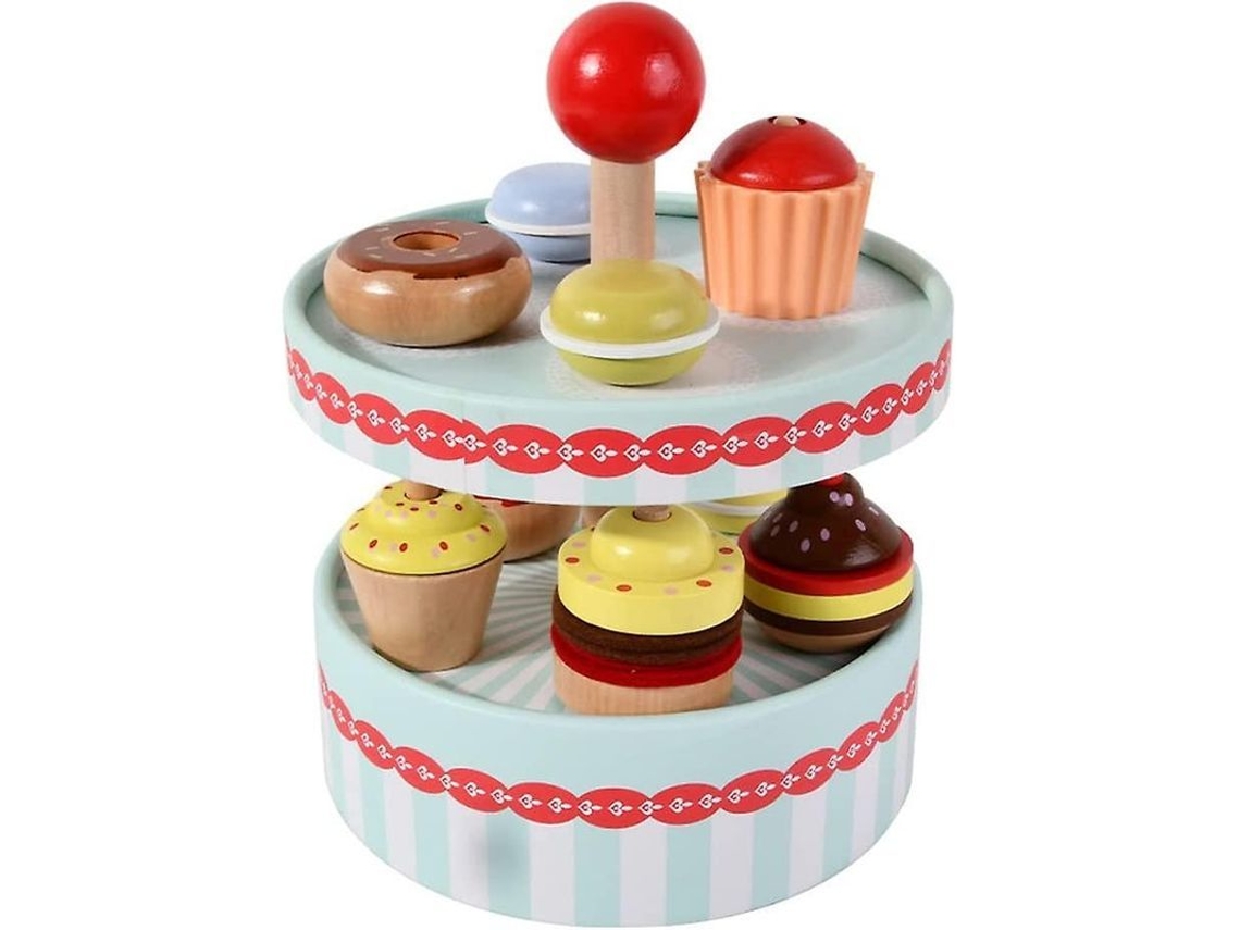 Set De Postres Infantiles: Torre De Pastel De 2 Pisos Con Juguetes De Comida De Imitación - Magdalenas