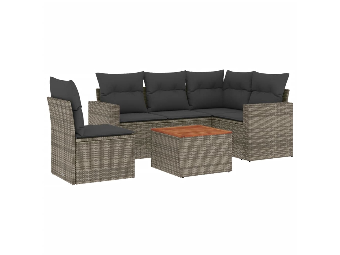 Maison Exclusive - Set De Muebles De Jardín 6 Pzas Y Cojines Ratán Sintético Gris