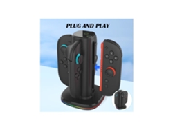 Base De Carga Para Mandos Joy-con 2 De Nintendo Switch 2 (2025), Estación De Carga Rápida 4 En 1, Luces De Juego Con Modos Rgb, Base Magnética Y Con P