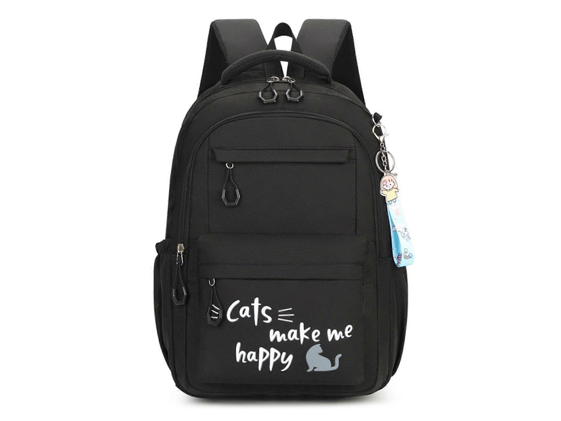 Mochila versátil para adolescentes, moderna y funcional, con amplio espacio de almacenamiento para estudiantes. Negra.