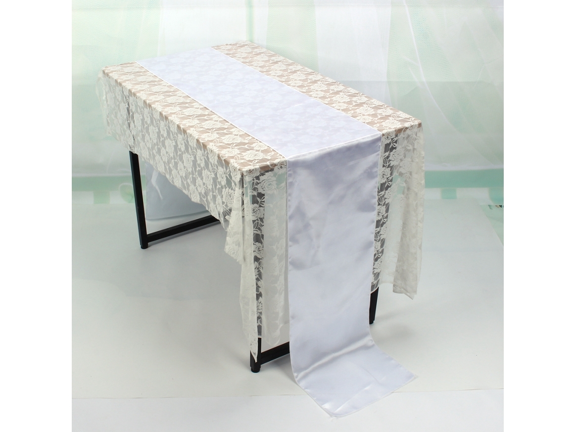 VYLARA Toalha de mesa para banquete de casamento 30 x 275 cm (branca)
