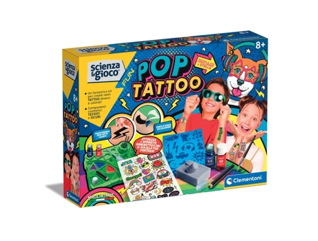 Set para aplicación de tatuajes para niños CLEMENTONI Tattoo (8 anos)