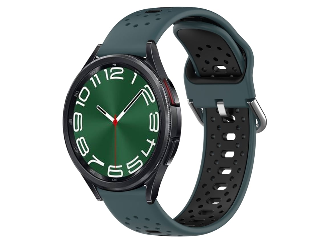 Bracelete Para Samsung Galaxy Watch 6 Classic (43mm) - Silicone Respirável Duas Cores (20mm) - Verde Oliva + Preto