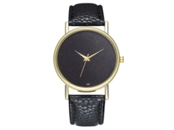 Reloj De Pulsera Analógica De Cuarzo Con Dial Redondo Moda (negro)