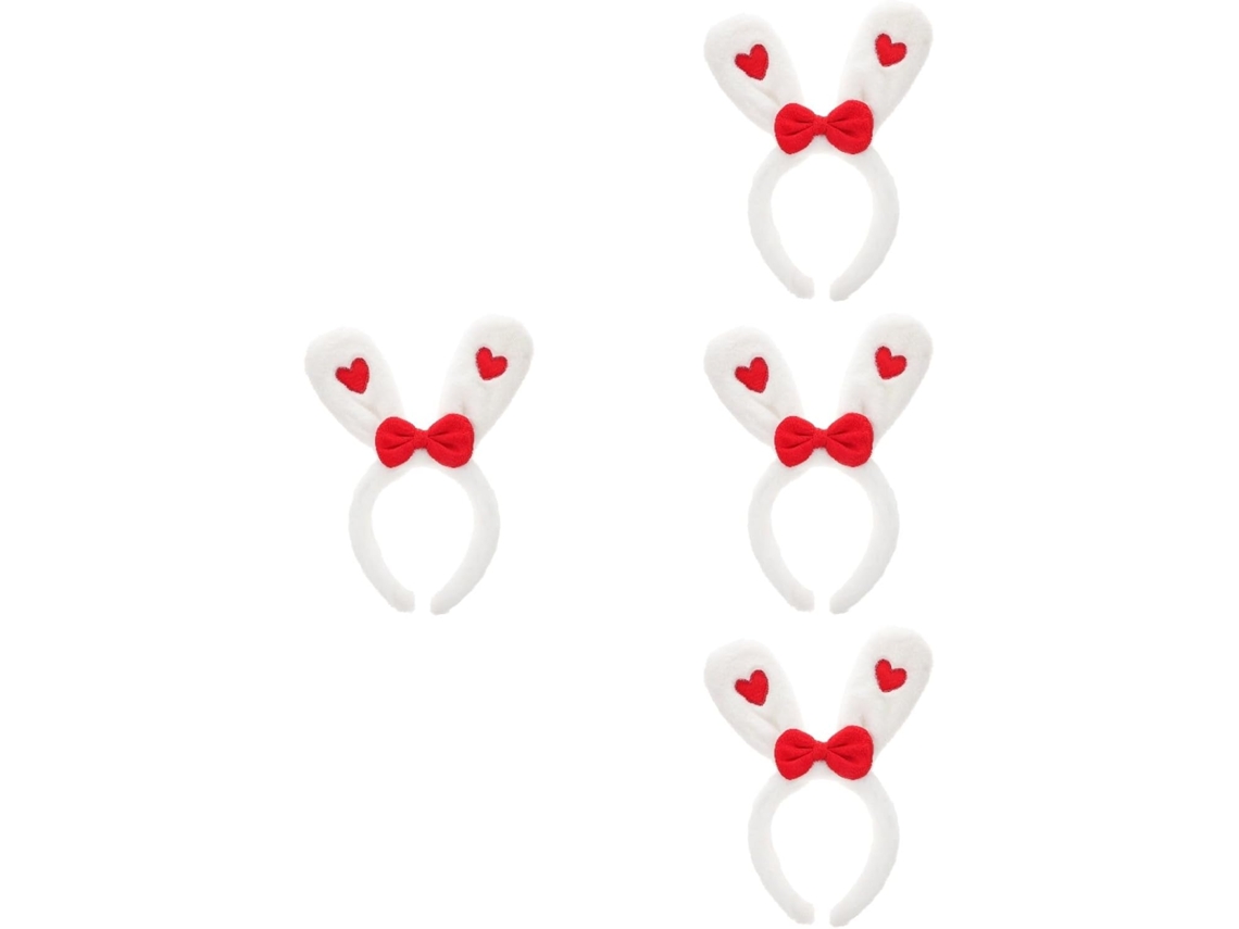 4pièces Diadema Oreilles De Lapin Peluche Avec Nœud Accessoire Fête Et Pour Pâques Cosplay