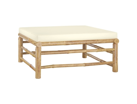 MAISON EXCLUSIVE Set de muebles de jardín 6 piezas bambú y cojines blanco crema