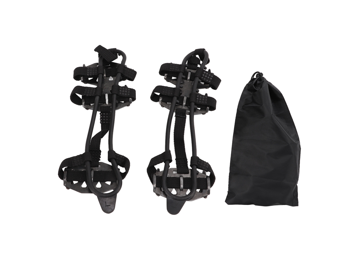 1 Par 24 Dientes Crampones De Escalada Acero Inoxidable Antideslizante Cubiertas De Zapatos Para Nieve Hielo Negro L