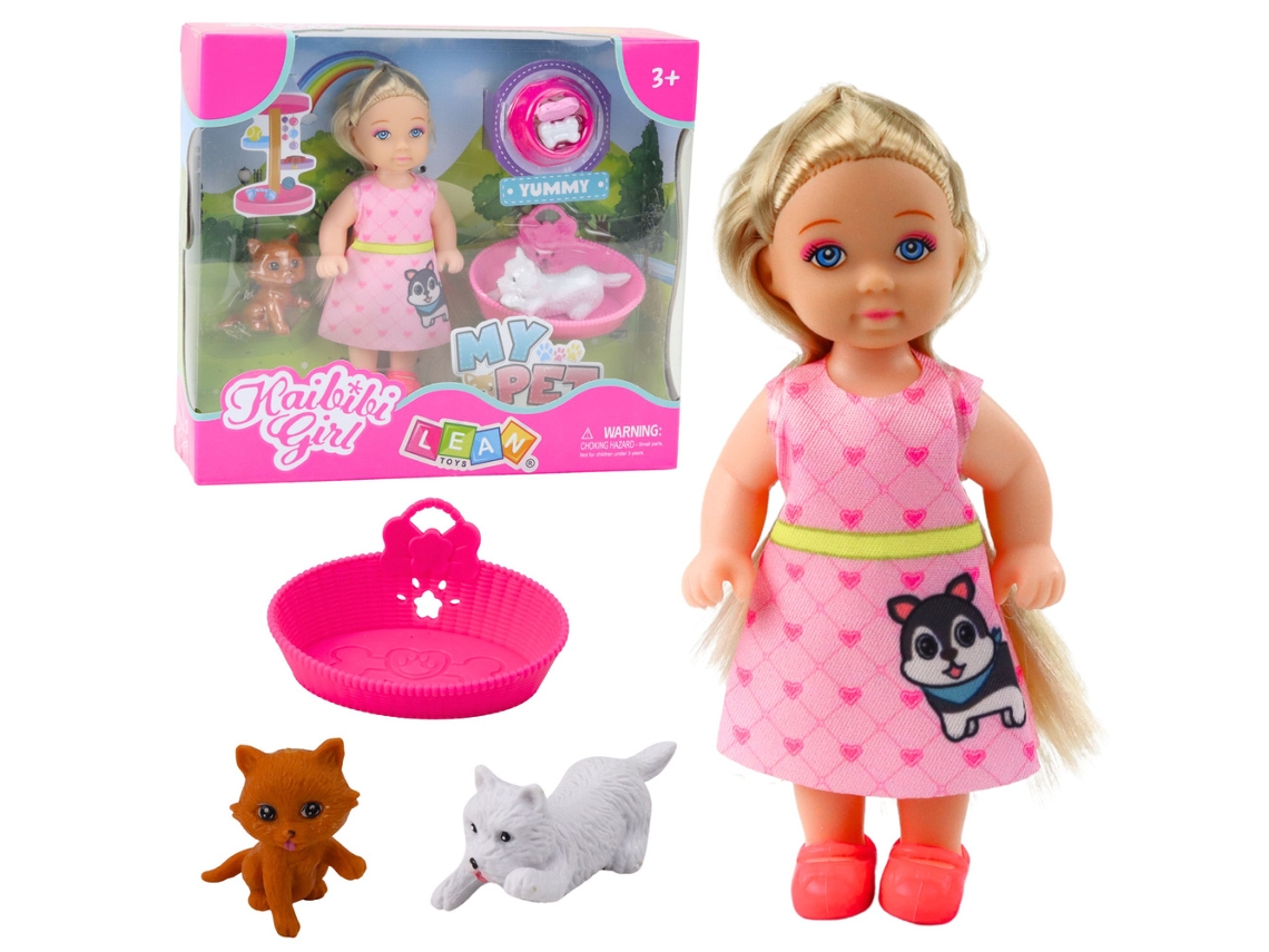 Mini juego de muñecas con cama para cachorro y gatito y comedero B.active