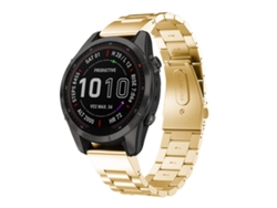 Bracelete Para Garmin Fenix 8 / 7s / 6s / 5s (20mm) - Metal - Liberação Rápida - Três Contas Dourada