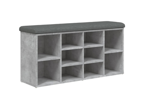 Banco zapatero VIDAXL madera de ingeniería gris hormigón (102x32x50 cm)