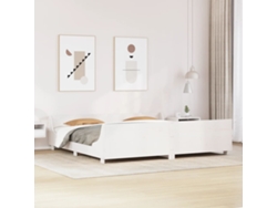 Estructura De Cama Sin Colchón Madera Maciza Blanca 200x200 Cm