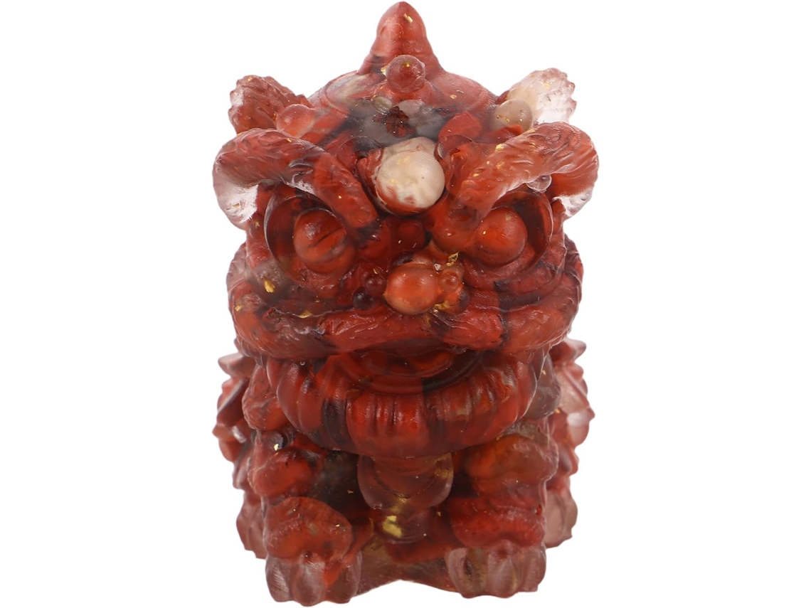 Figura elegante con detalles refinados, resina roja, estatua tradicional china, decoración festiva para ocasiones especiales - GOKOCO