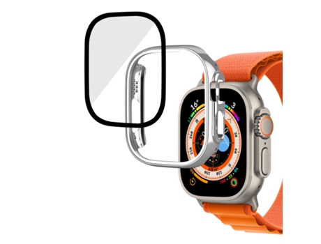 Apple Watch Ultra 2 / Ultra 49 mm Caja completa de reloj de vidrio templado de una pieza con revestimiento brillante (plateado)