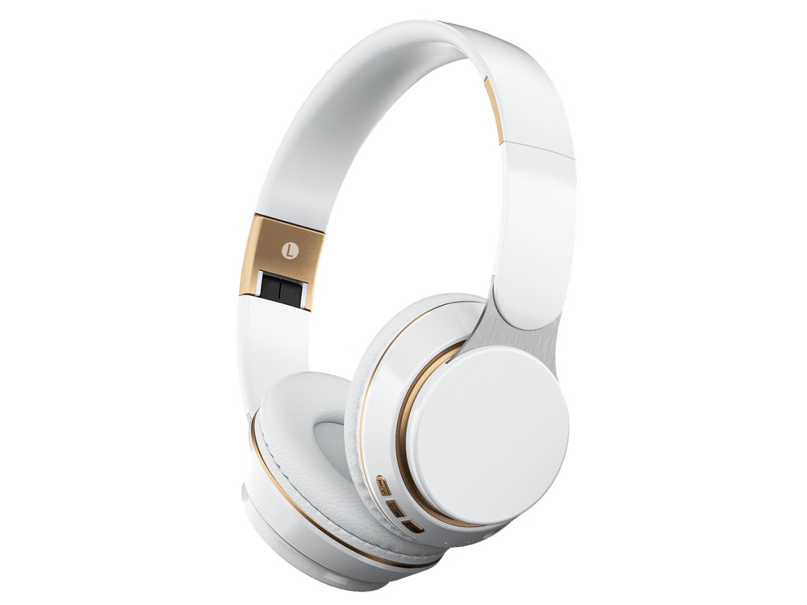 Auriculares Bluetooth supraaurales FG-07S, deportivos y plegables, blancos.