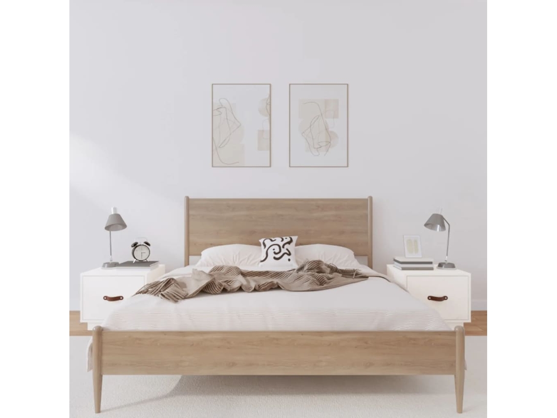 Mesitas de Noche 2 Pzs 40X34X35 Cm Pino Macizo Blanco