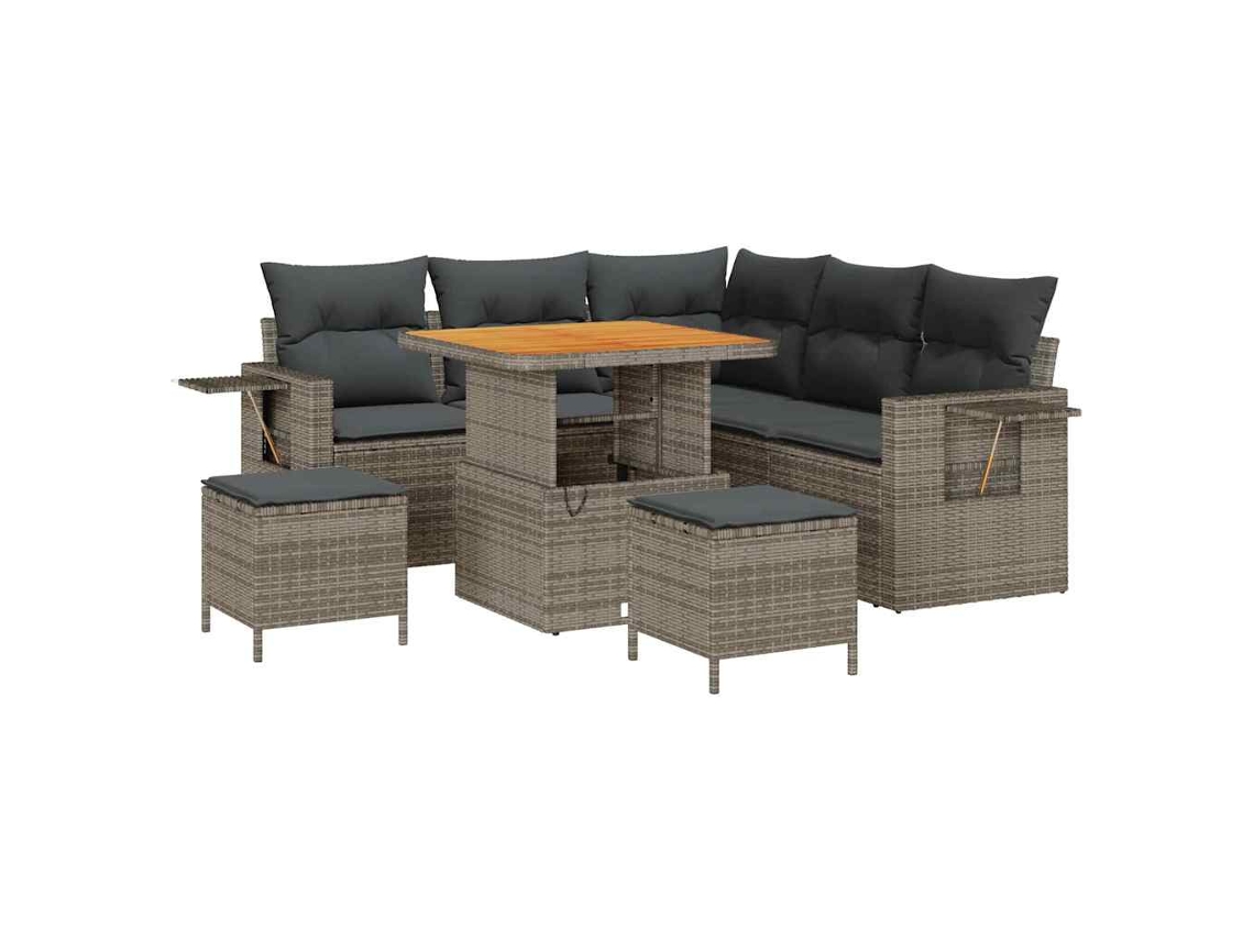 Maison Exclusive - Conjunto De Sofás De Jardín 9 Pcs Gris Ratán Sintético