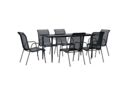 Maison Exclusive - Juego De Comedor Para Jardín 7 Piezas Acero Y Textilene Negro