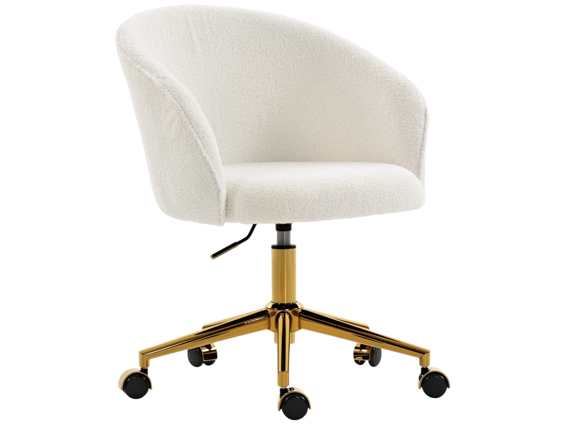 Cadeira de Escritório Ergonômica, Altura Ajustável, Giratória, Base de Aço, Creme VISTA SHOP