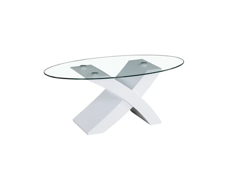 Mesa de Centro de Cristal Templado Lore, Blanco 110x60 cm SALDOSYSTOCKS