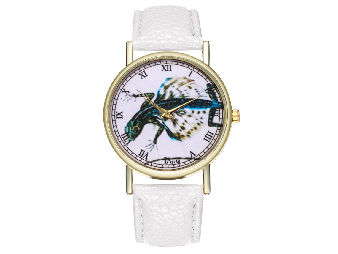 Reloj De Pulsera Unisex Informal Con Correa De Cuero Y Movimiento De Cuarzo Blanco.