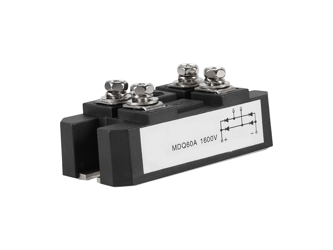 1 rectificador de puente de diodos monofásico de alta potencia de 60 A y 1600 V con 4 terminales.