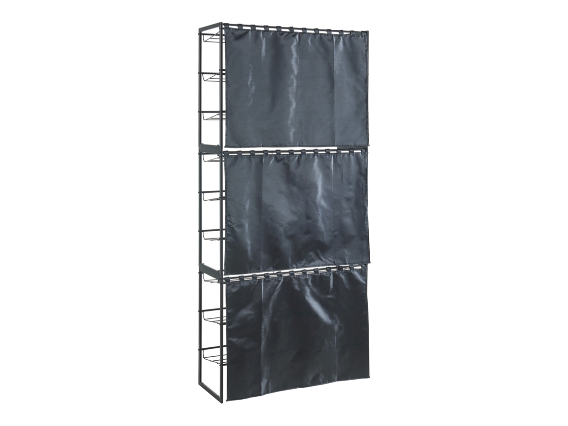 Set de 3 zapateros Sel con cortina - Negro [EN.CASA]