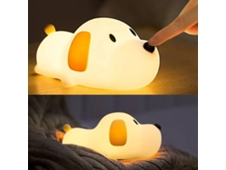 Luz nocturna para niños, linda lámpara de silicona suave con forma de perro, regulable, portátil, estilo kawaii (blanco)