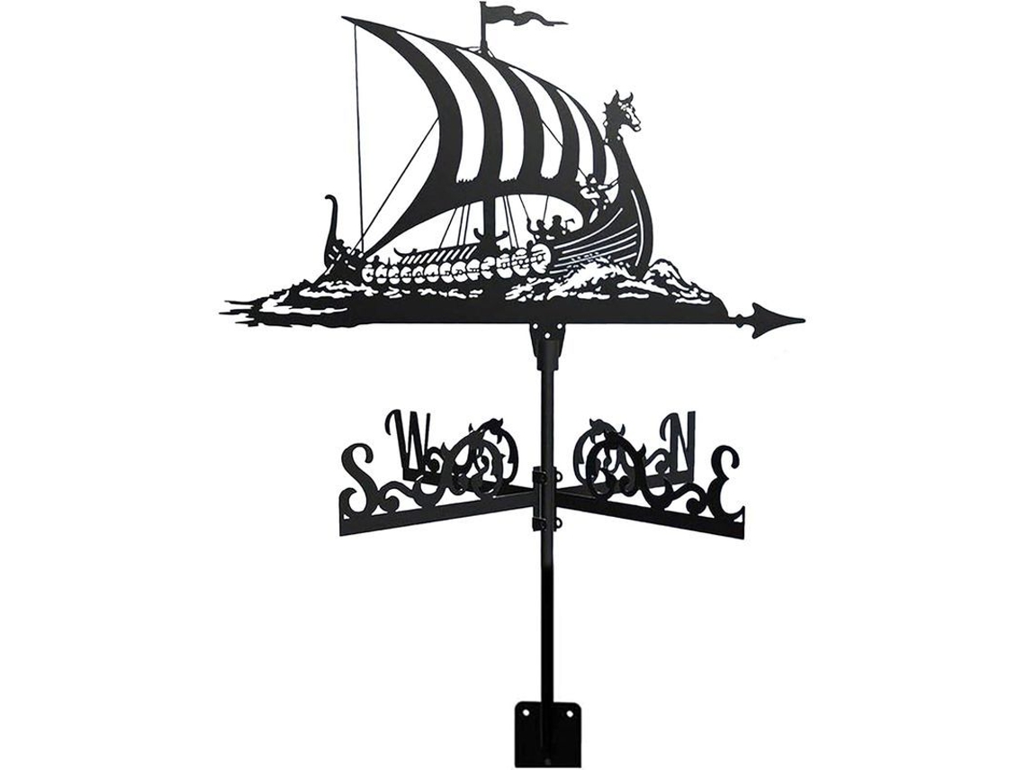 2026-veleta Metálica Para Jardín Y Exterior Vikingo Battleship Decoración Indicador De Dirección Del Viento