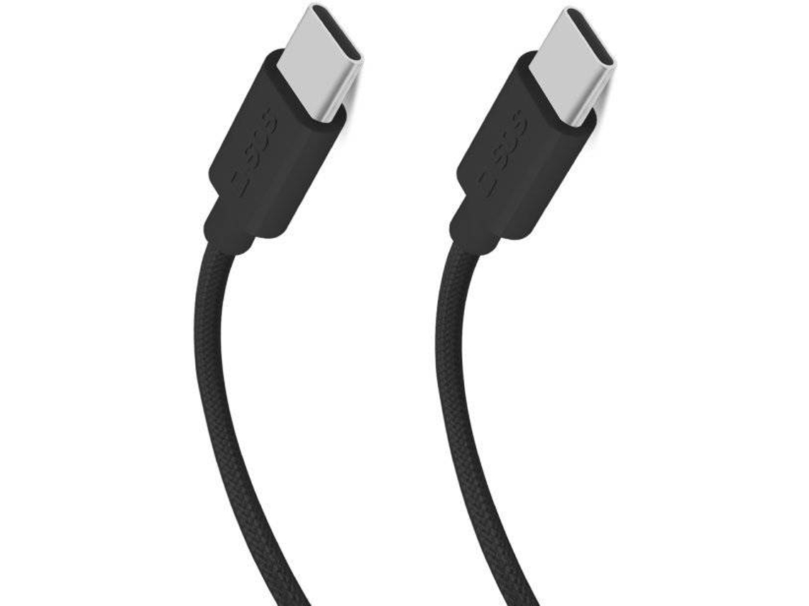 Cable SBS de Tela para Datos y Carga (USB-C - USB-C - 1,5M - Negro)