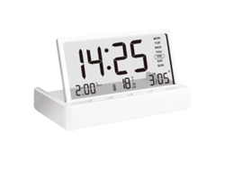 Reloj despertador plegable blanco creativo y sencillo con indicador de fecha y temperatura, reloj electrónico de escritorio Sfushos
