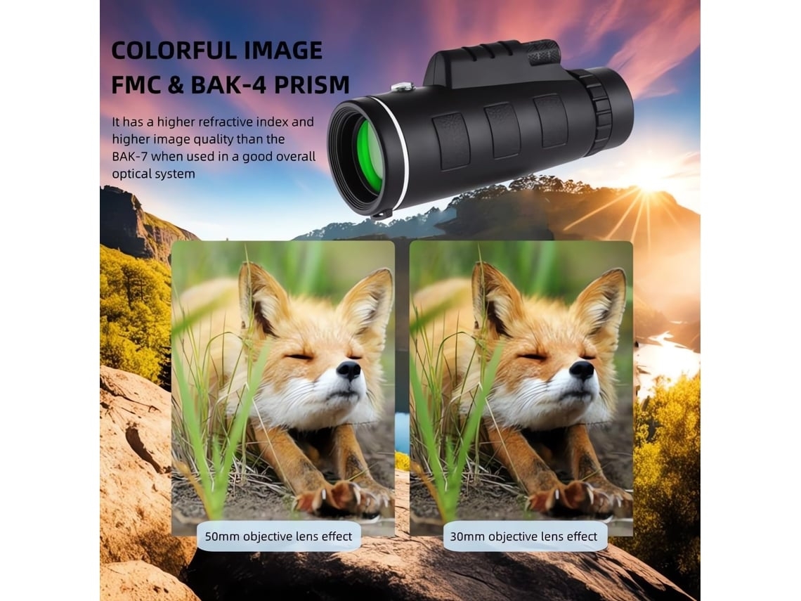 Telescopio monocular para smartphone, monocular de alta potencia con adaptador para smartphone y trípode resistente, monocular de prisma Bak4 para Gusshious