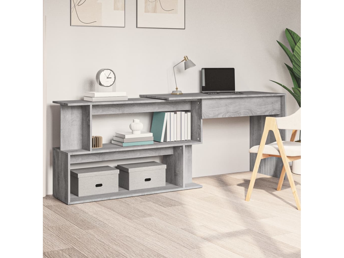 Escritorio esquina madera contrachapada gris Sonoma 200x50x76cm