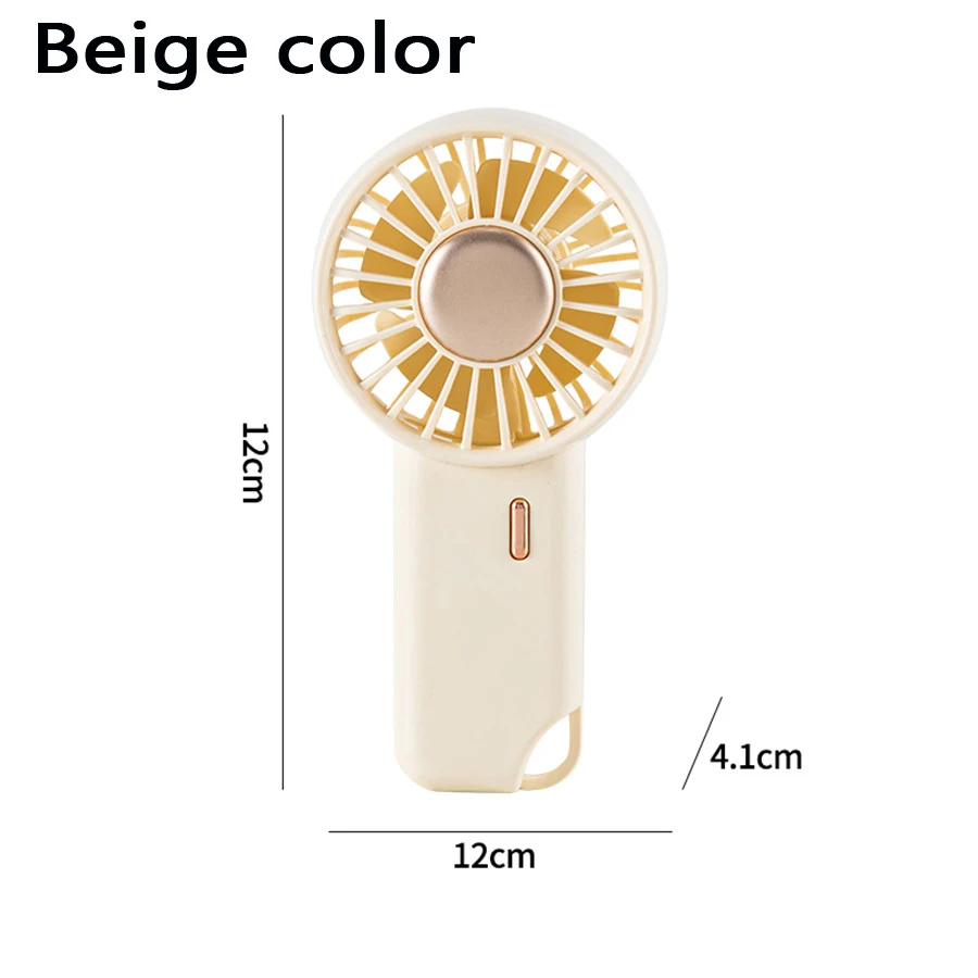 (beige) Mini Ventilador Eléctrico Portátil Silencioso De Tres Velocidades, Recargable Por Usb, Ideal Para Deportes.