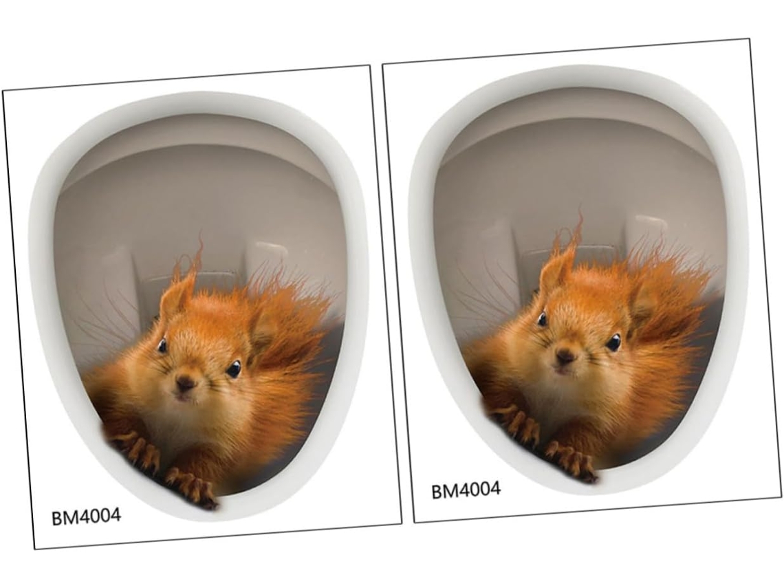 Juego de 2 pegatinas para asiento de inodoro, diseño de ardilla, decoración para baño, pegatina Slowmoose