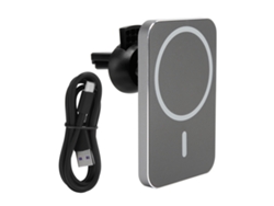 Soporte De Teléfono Para Coche Con Cargador Inalámbrico 15w Succión Magnética Rápido Gris