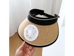 (caqui) Sombrero De Sol De Larga Duración Con Ala Ancha, Ventilador De Carga Solar Y Fuerte Protección Contra El Viento.