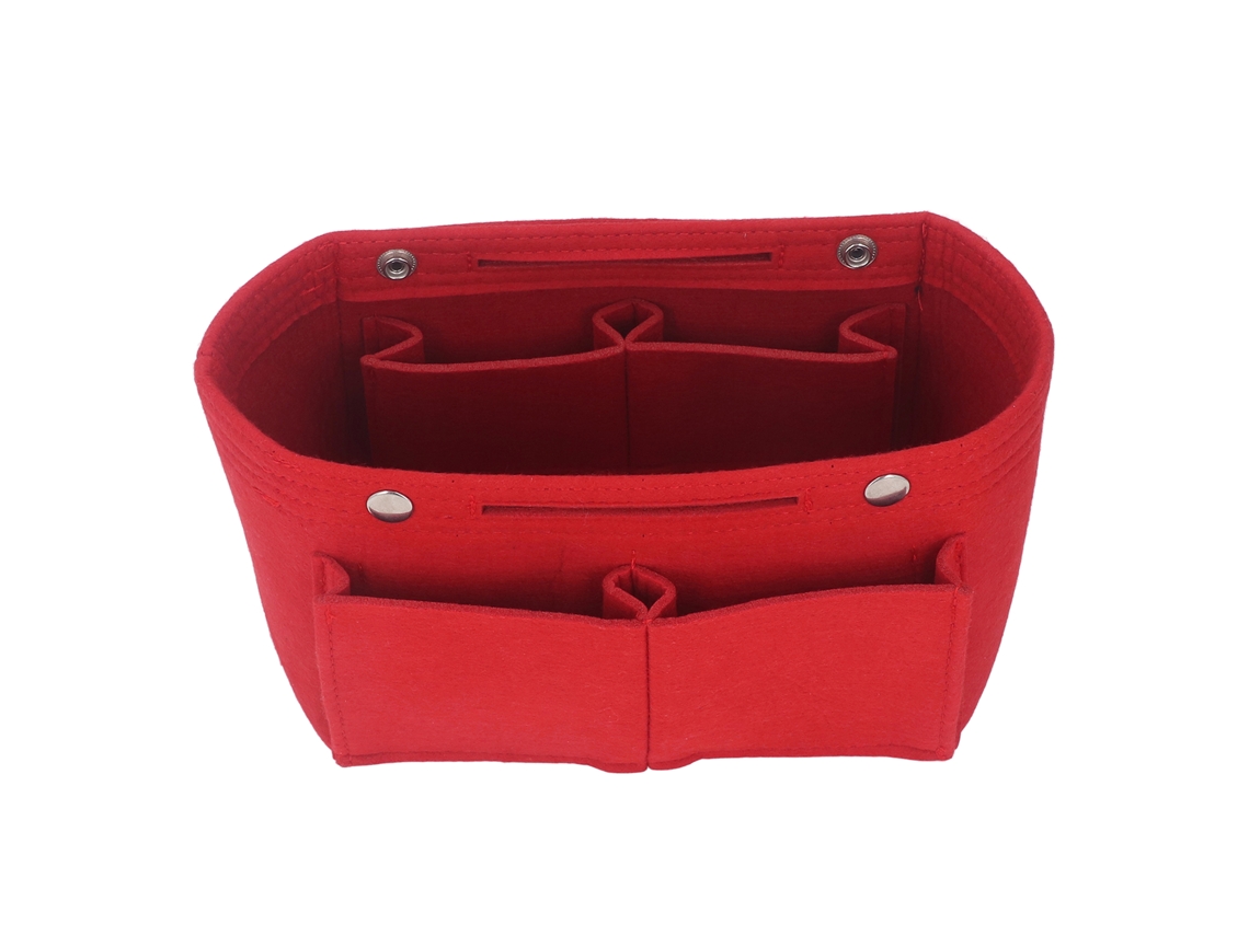Neceser De Fieltro Para Mujer Con Compartimentos Para Cosméticos Y Accesorios - Rojo