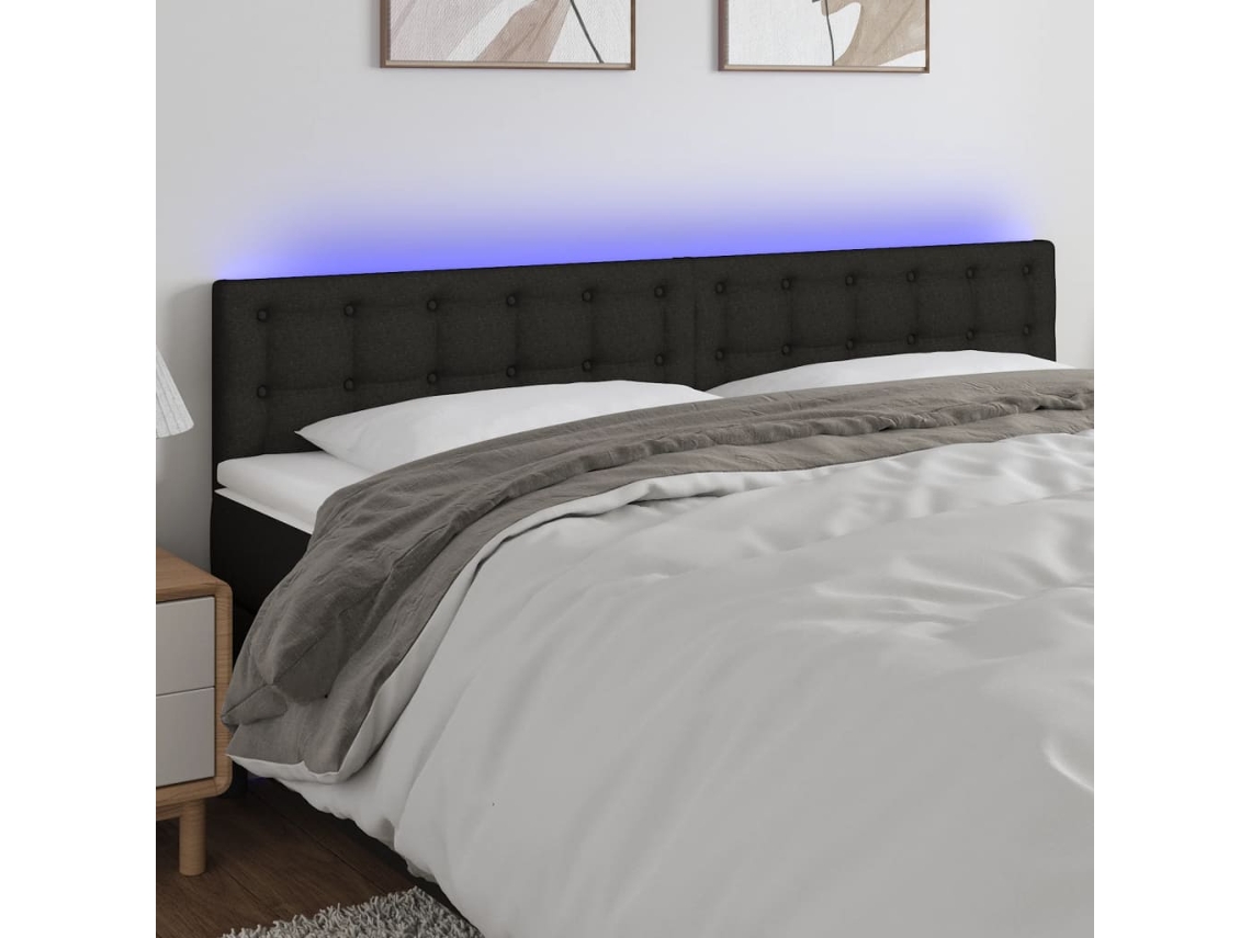 Cabecero Con Led De Tela Negro 160x5x78/88 Cm