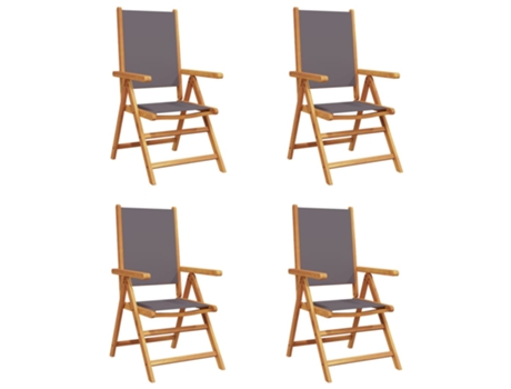 Conjunto 4 Silla De Jardín VIDAXL Antracita Madera
