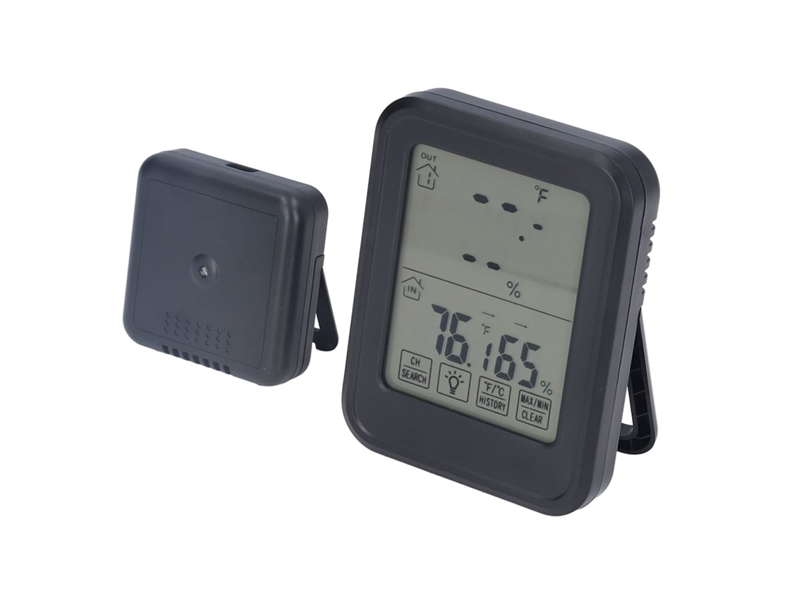 Termómetro Higrómetro Digital Impermeable Con Sensor Táctil Para Uso En Interiores Y Exteriores - Negro