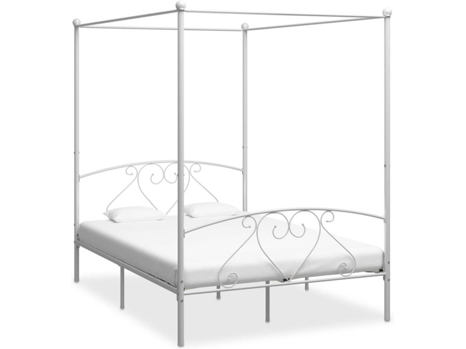 vidaXL Estructura de cama con dosel metal blanco 140x200 cm