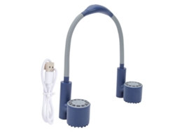 Ventilador De Cuello Portátil Manos Libres Recargable Con 3 Velocidades, Batería De 2400 Mah, Flexible, Silencioso, Azul.