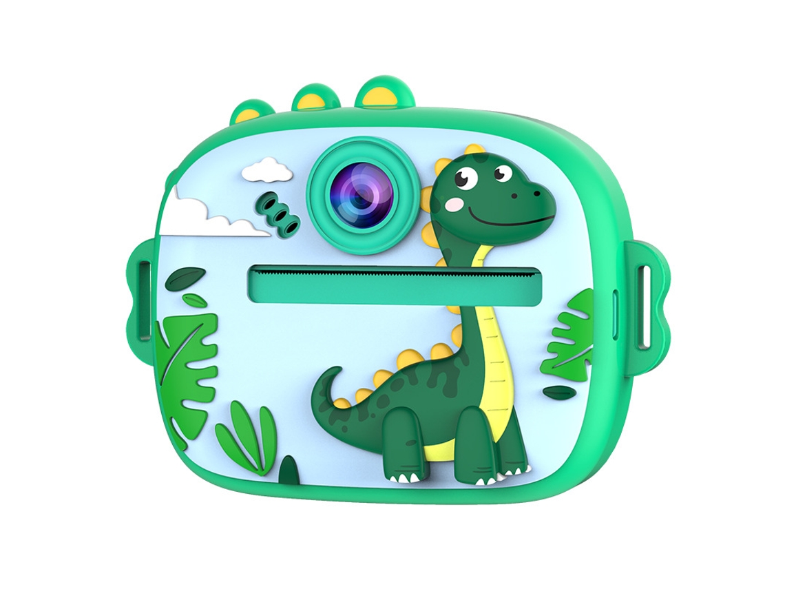 Cámara instantánea para niños (pantalla estándar A, batería grande, tarjeta de memoria no incluida) YUNZII (Dinosaurio verde)